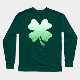 Ombre green and white swirls doodles shamrock Long Sleeve T-Shirt